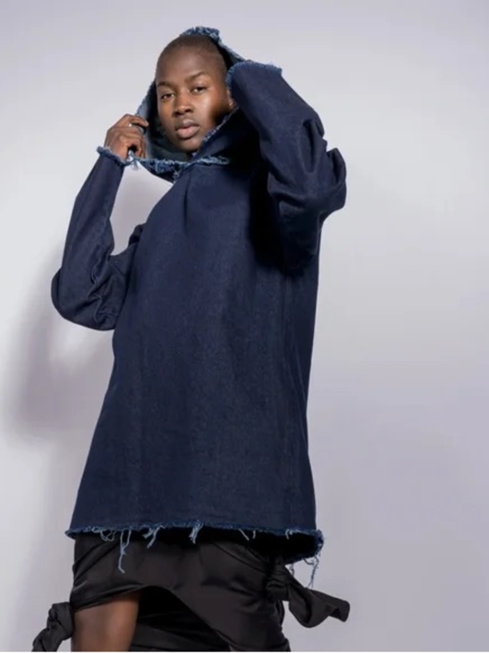 Marques Almeida Oversized Hooded Poncho Hoodie Pullover Jean Jacket Pockets